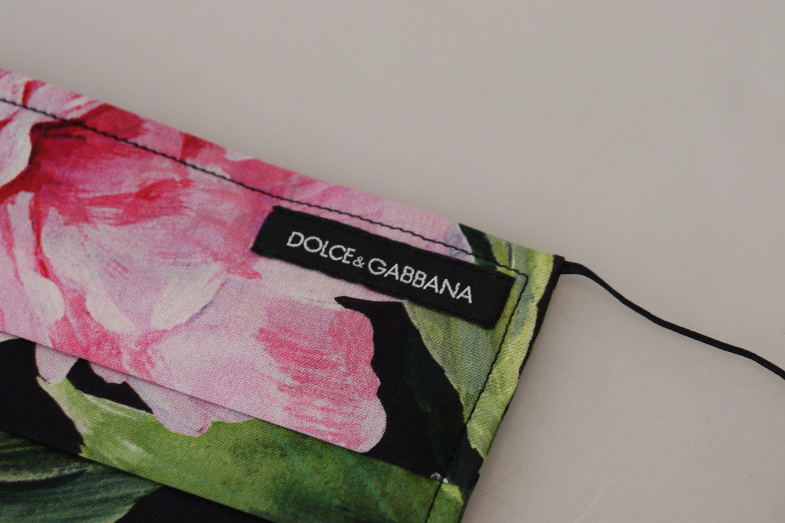 Dolce & Gabbana Schwarze florale plissierte elastische Ohrenschlaufe Gesichtsmaske