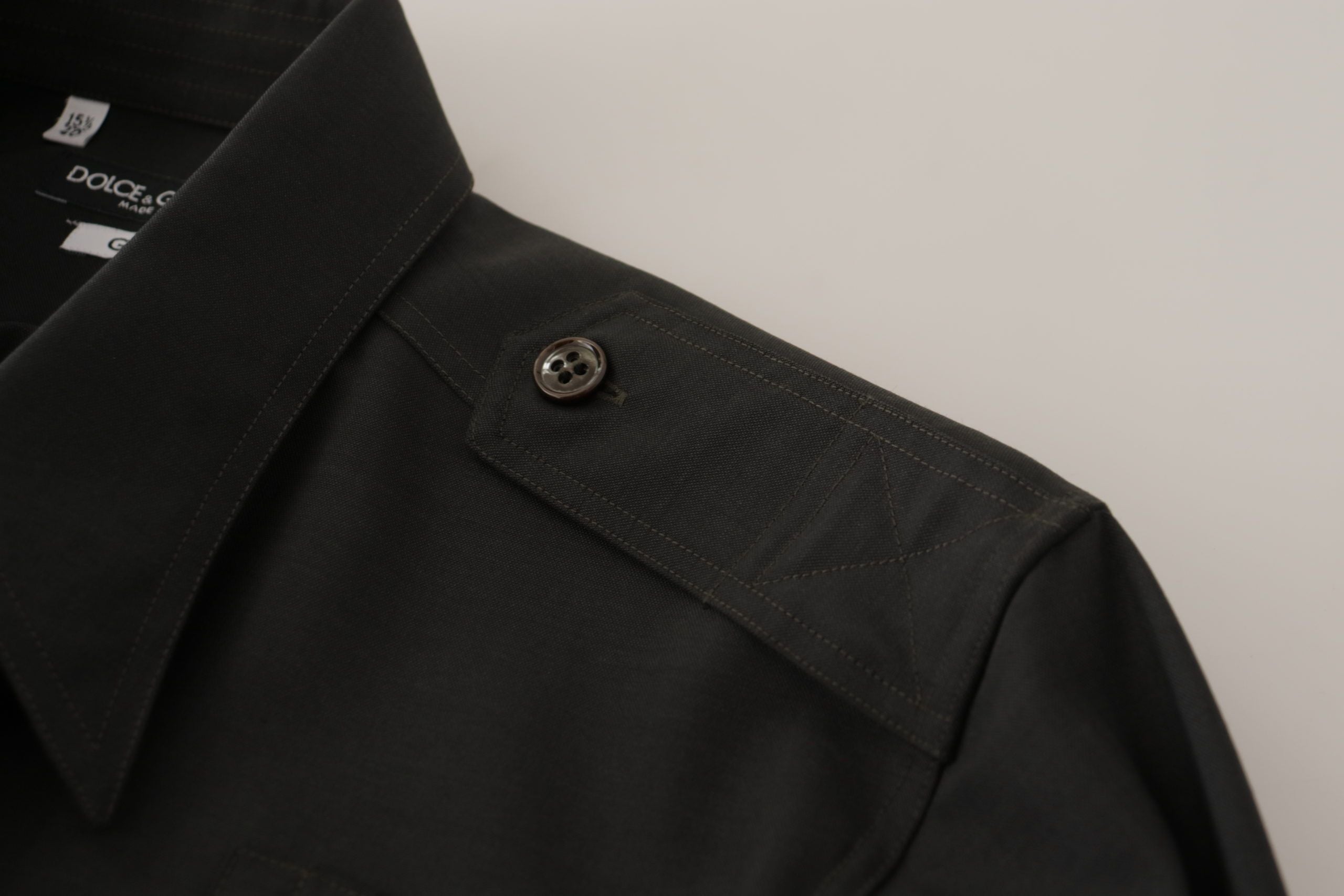 Dolce &amp; Gabbana Dark Green Cotton Slim Fit Casual Men's Shirt