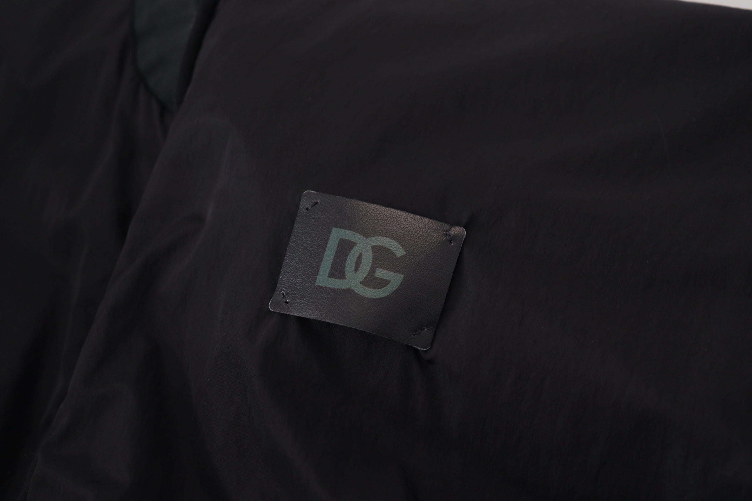 Dolce & Gabbana Schwarze Nylon-Logo-Bomberjacke mit Reißverschluss