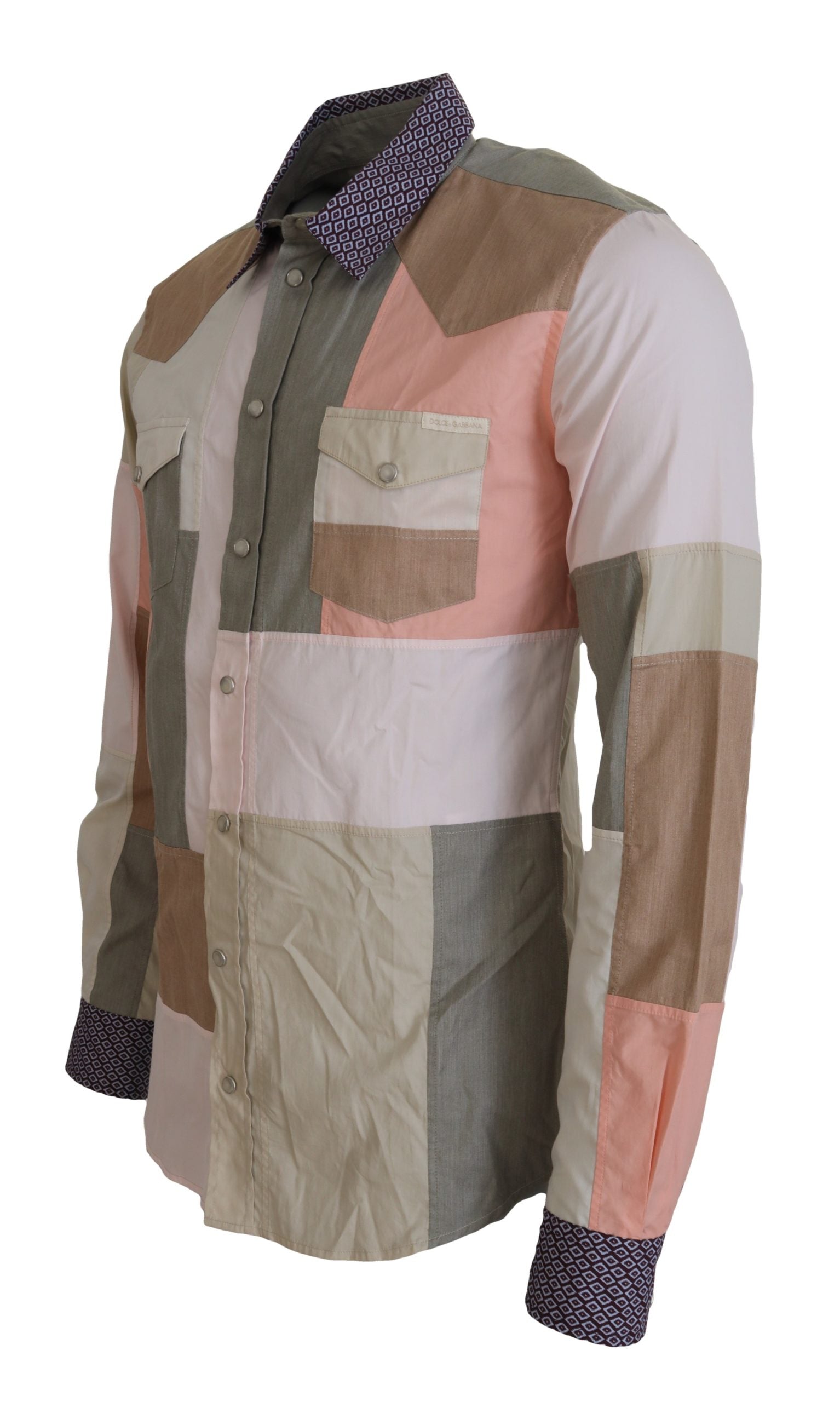 Dolce &amp; Gabbana Slim shirt in multicolored cotton patchwork