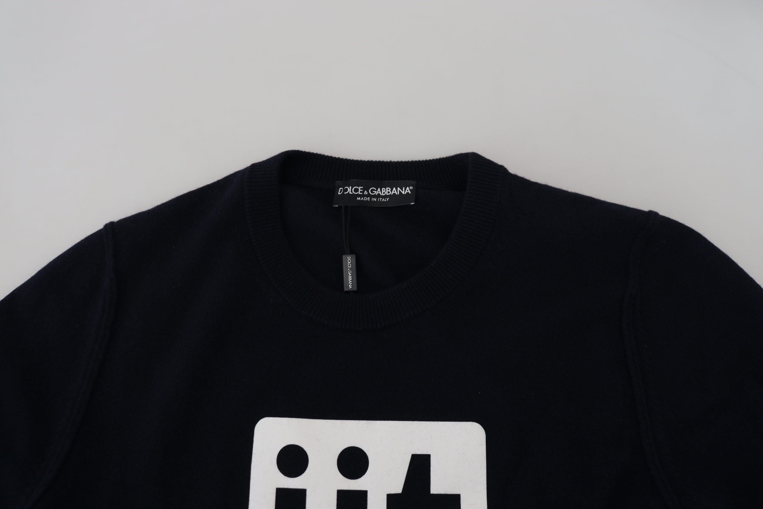 Dolce &amp; Gabbana Blue Cashmere iit Print Sweater