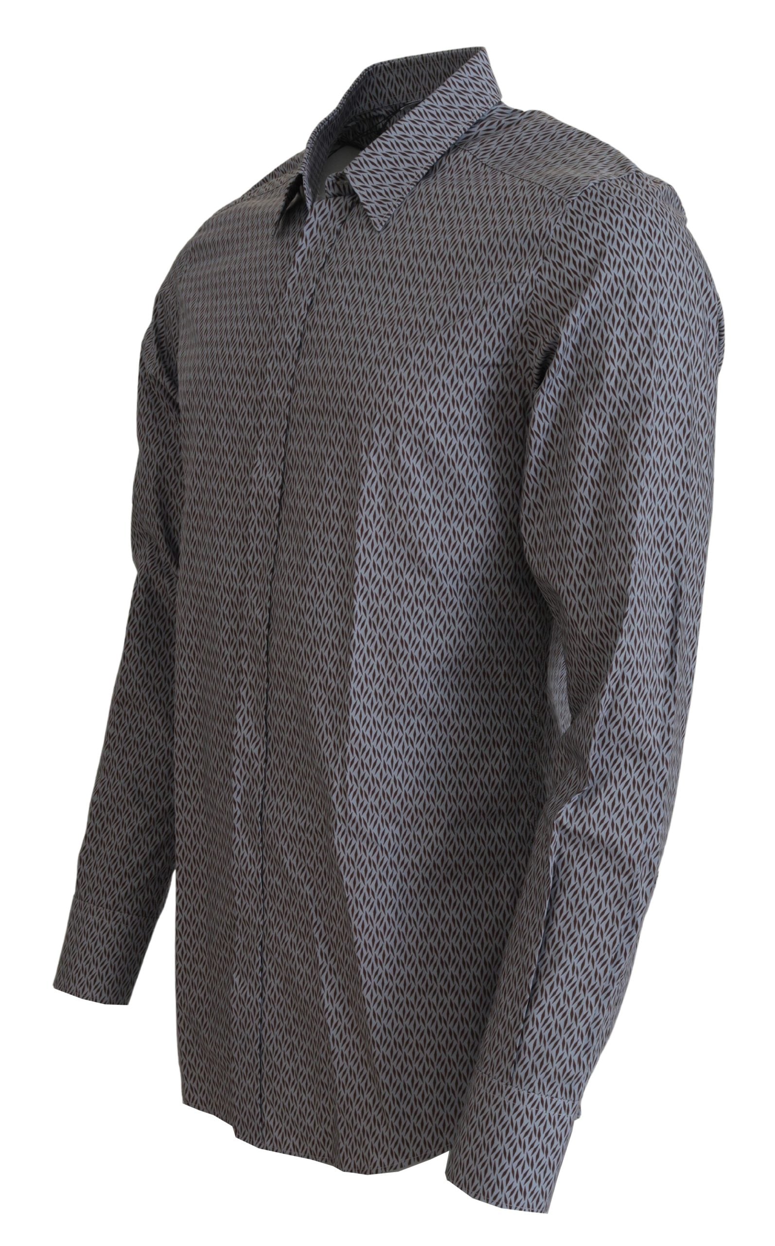 Dolce &amp; Gabbana Grey Brown GOLD Slim Fit Dress Formal Shirt