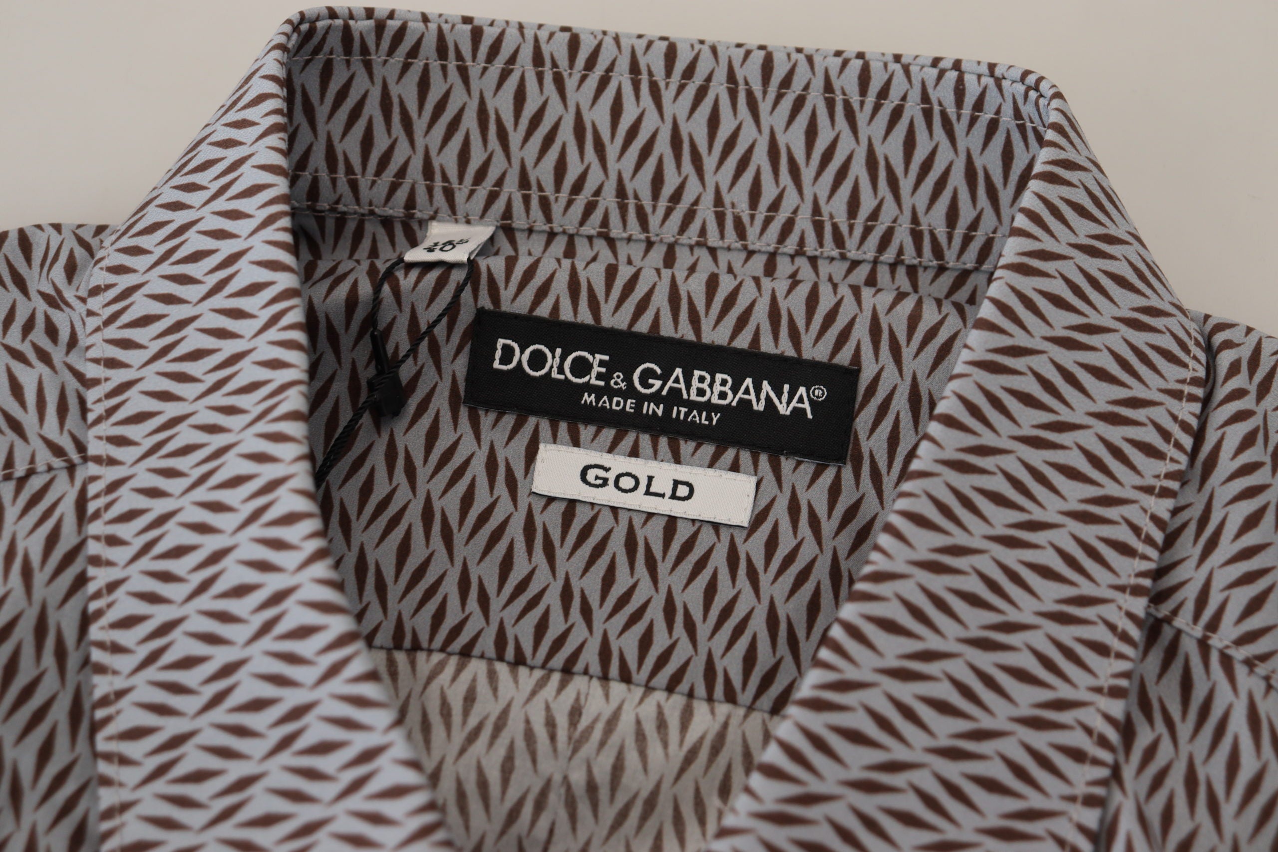 Dolce &amp; Gabbana Grey Brown GOLD Slim Fit Dress Formal Shirt