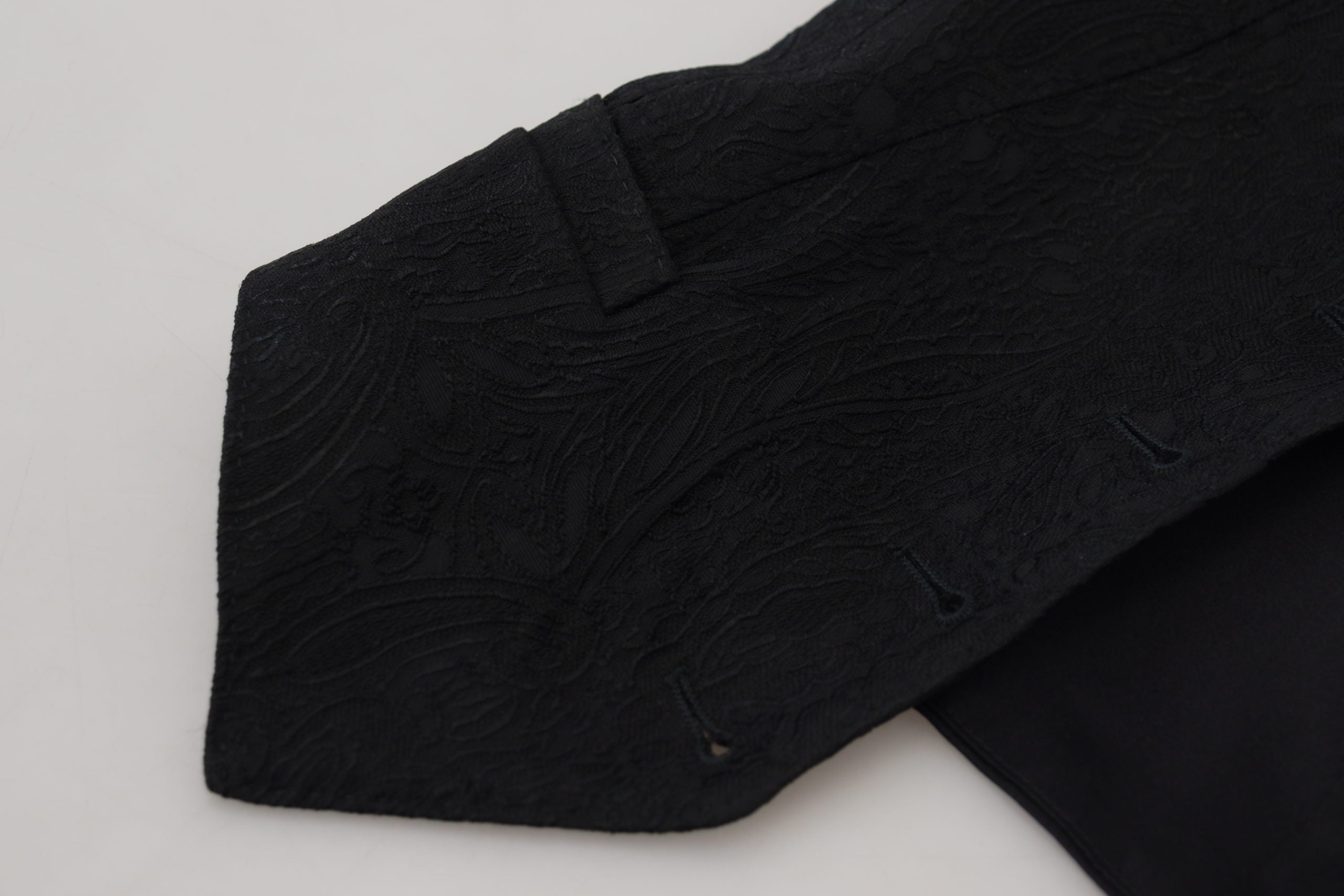 Dolce & Gabbana Schwarzer Brokat Button Down Ärmellose Weste