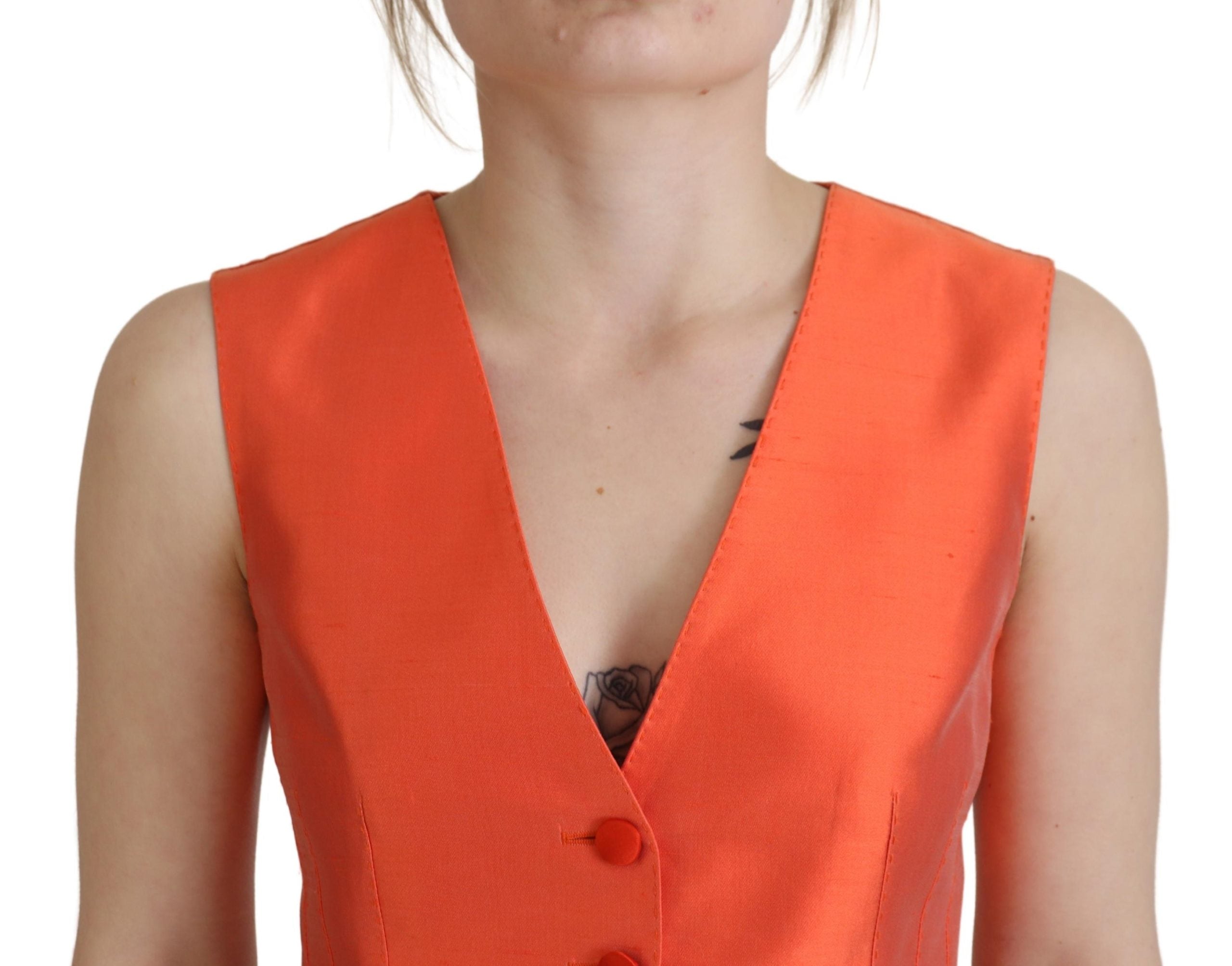 Dolce & Gabbana Orangefarbene ärmellose Weste Cropped Vest Top