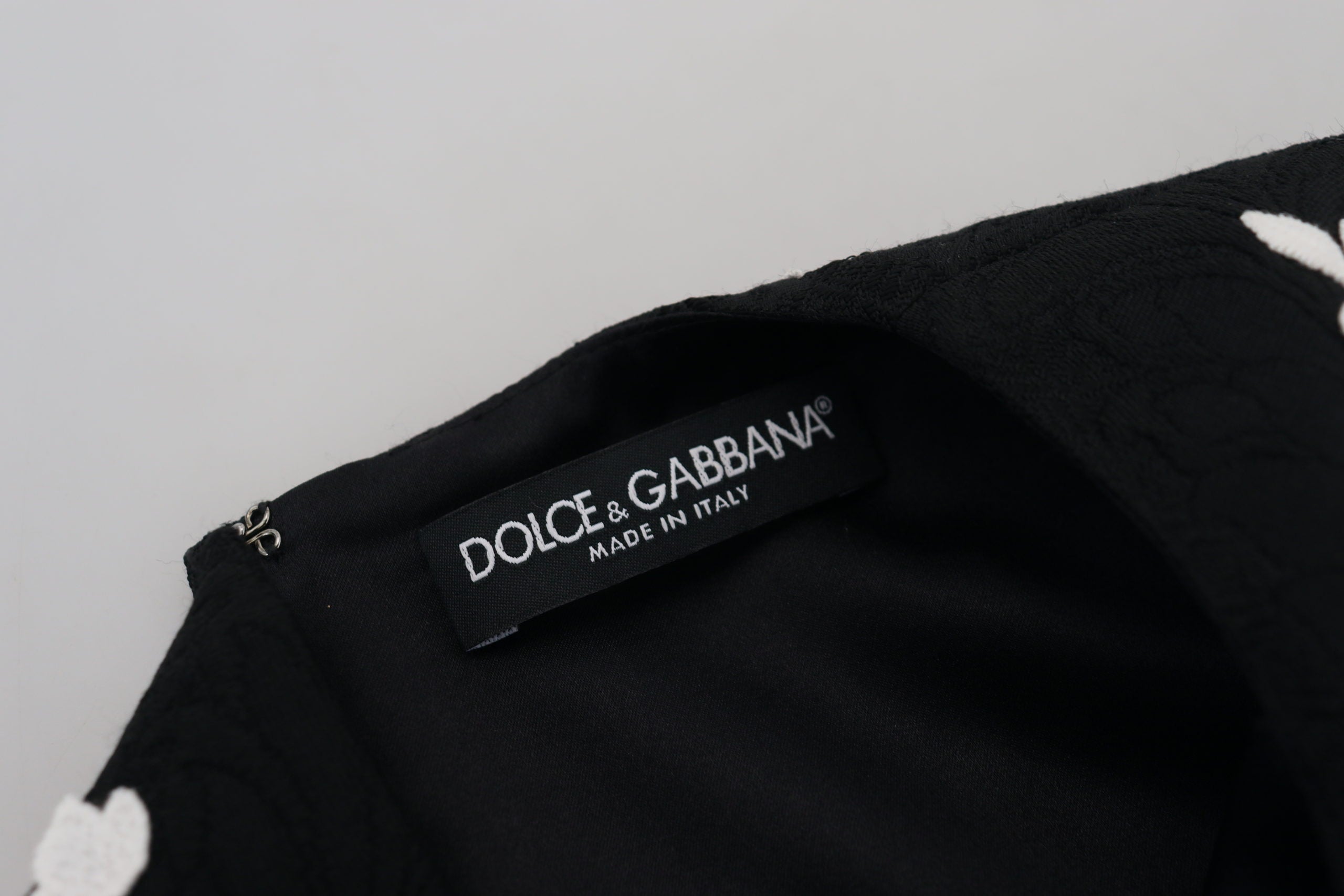 Dolce & Gabbana Schwarzes Kleid mit Spitzenbesatz und halben Ärmeln in A-Linie