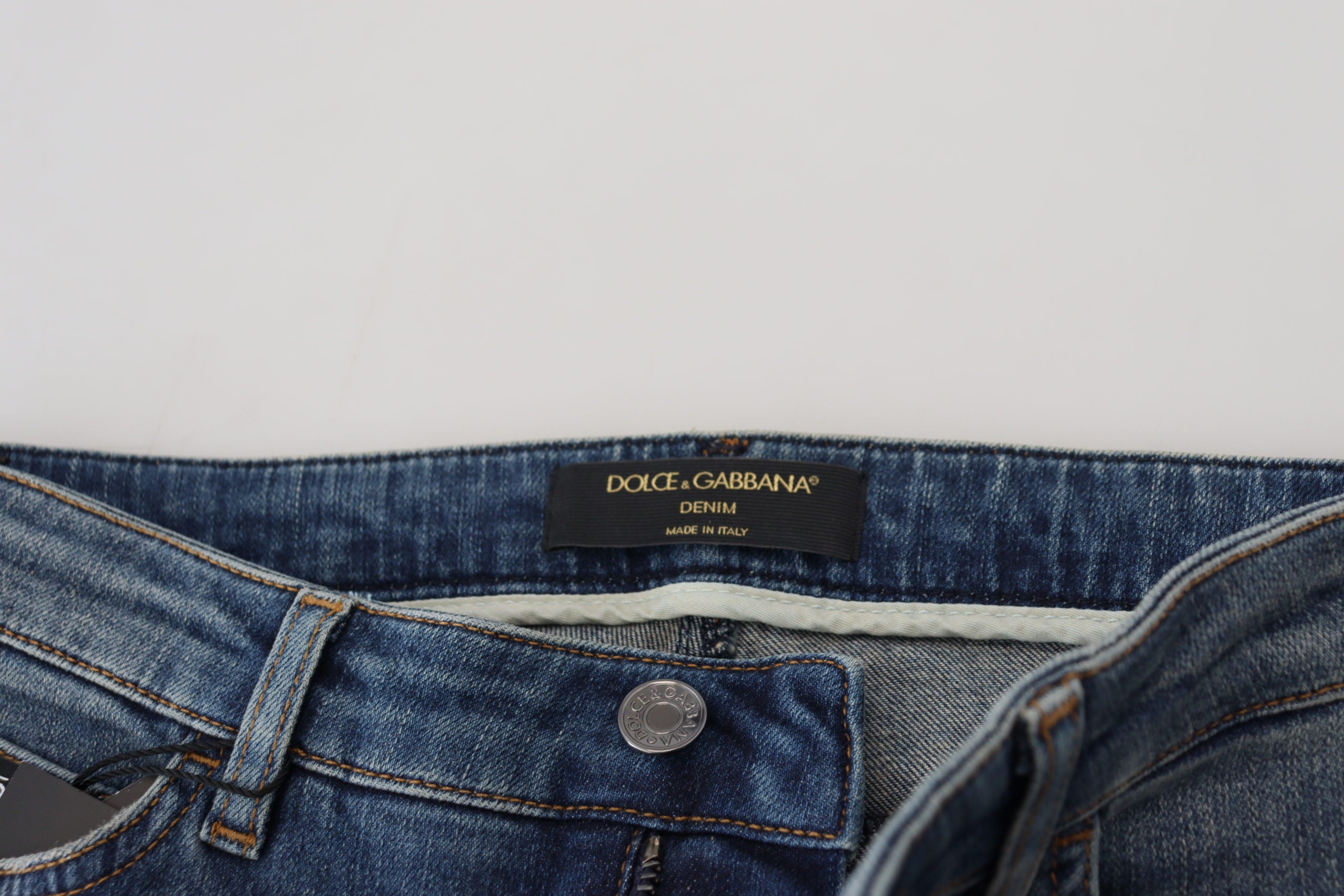 Dolce & Gabbana Blaue, verwaschene, zerfledderte Denim-Jeans aus Baumwolle