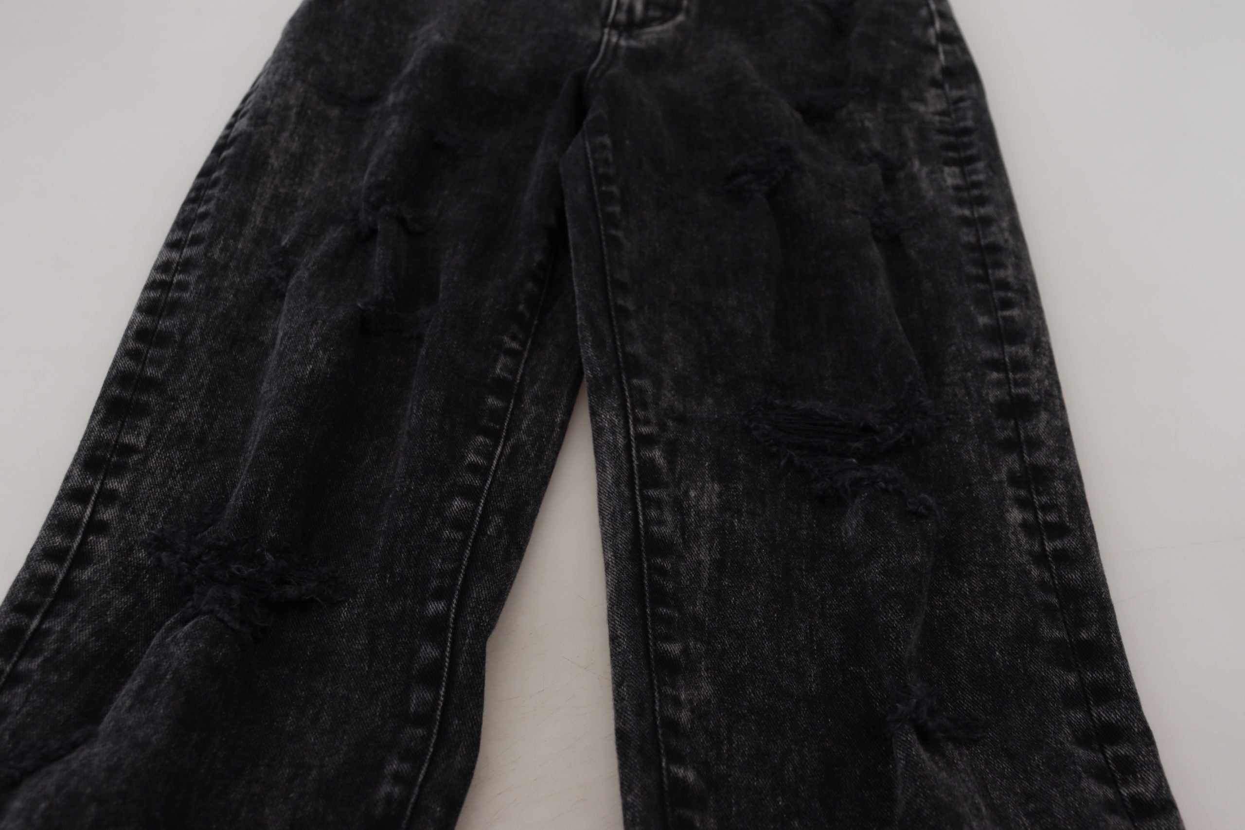Dolce & Gabbana Schwarze Denim-Jeans mit hoher Taille aus gewaschener Baumwolle