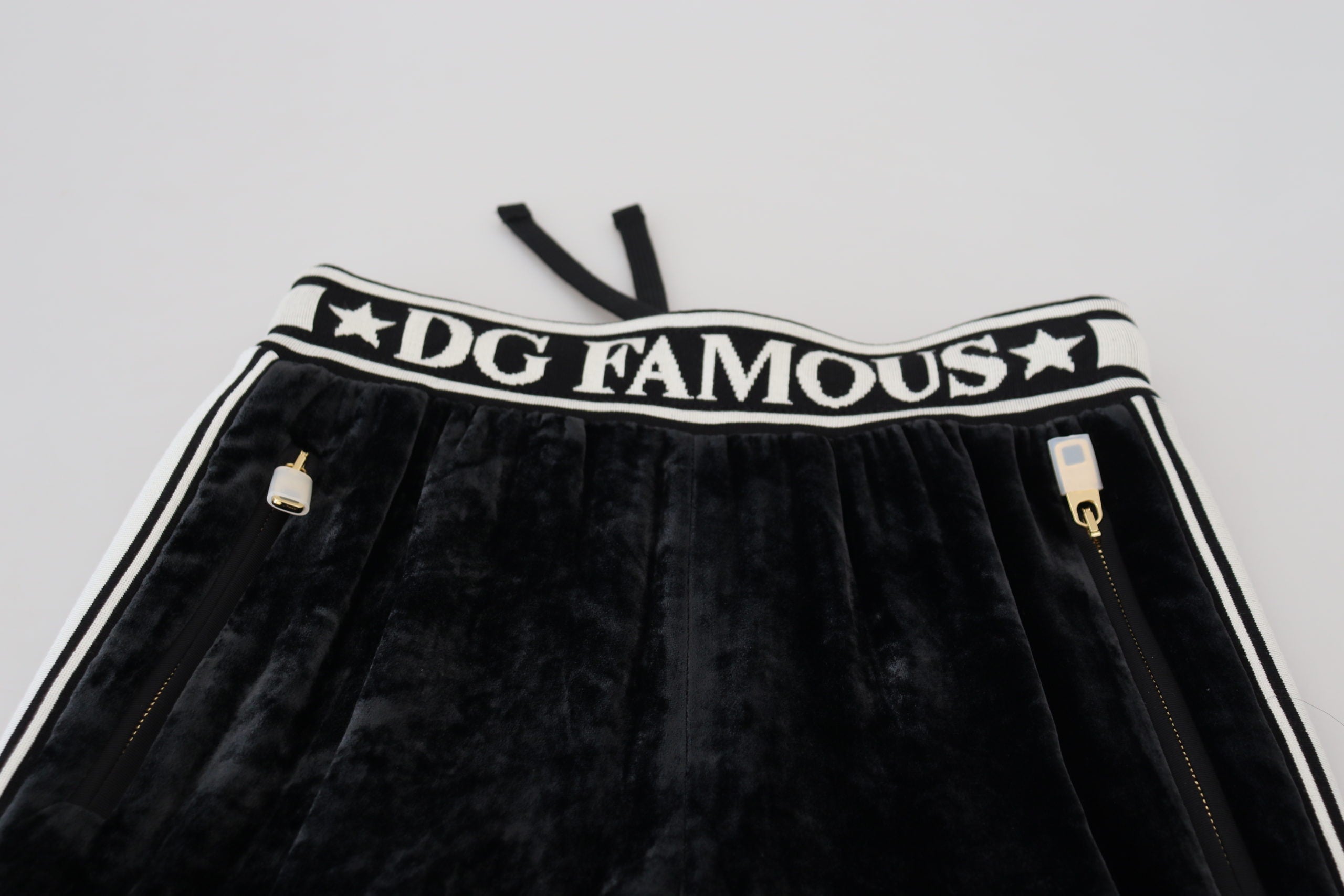 Dolce & Gabbana Schwarze DG Logo-Samt-Hose