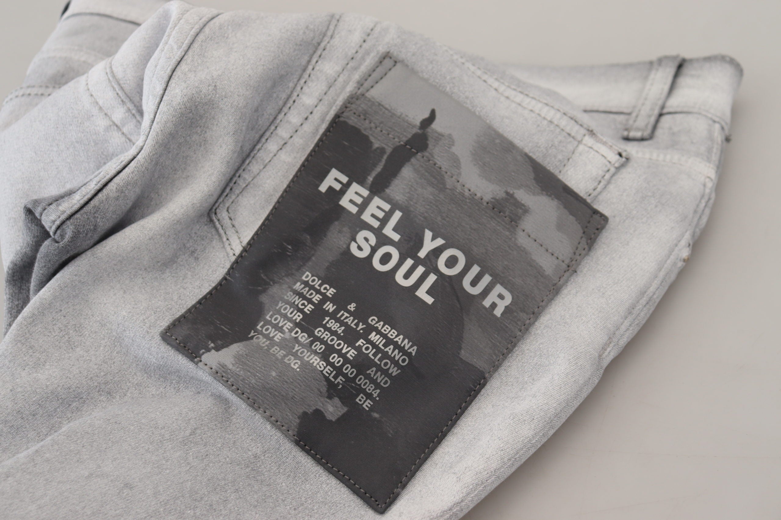 Dolce & Gabbana Graue gewaschene Skinny Herren Denim Jeans