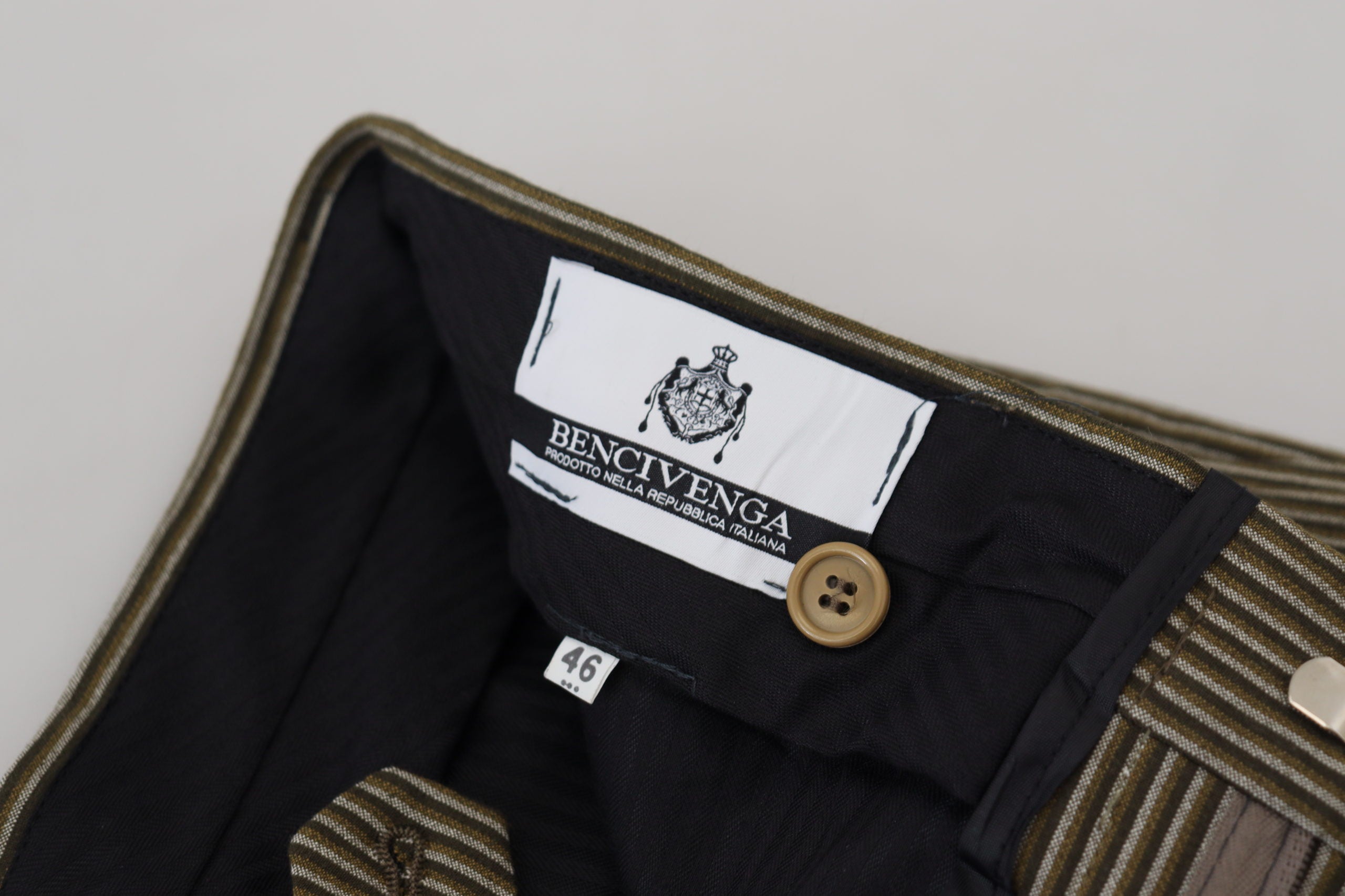 BENCIVENGA Mehrfarbig gestreifte Herrenhosen aus reiner Baumwolle