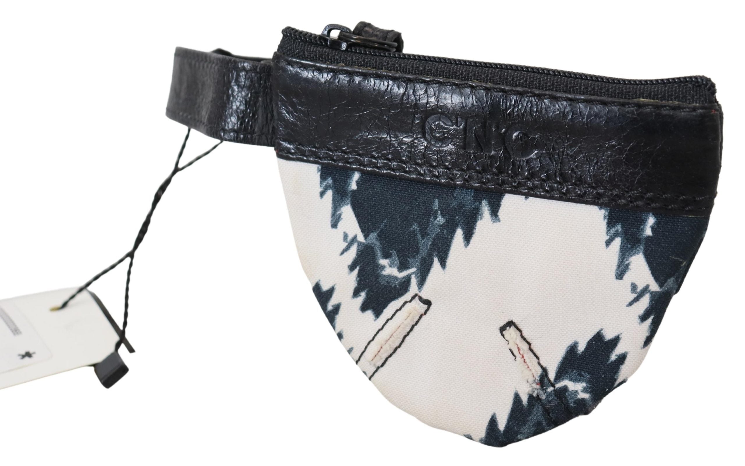 Costume National Weißes Echtleder Münzgeldbörse Riemen Brieftasche