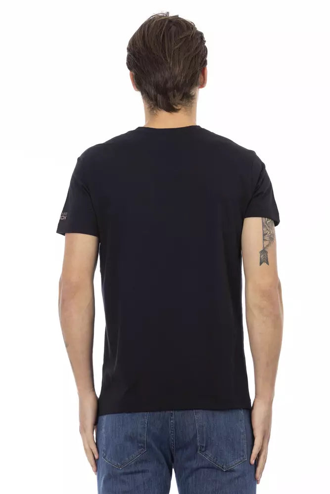 Trussardi Action Black Cotton V-Neck T-Shirt for Men