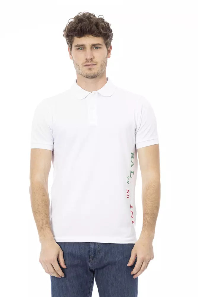 Baldinini Trend Weißes Baumwoll-Poloshirt für Männer