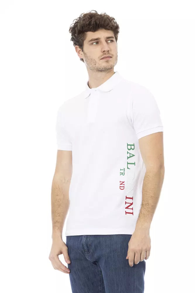 Baldinini Trend Weißes Baumwoll-Poloshirt für Männer