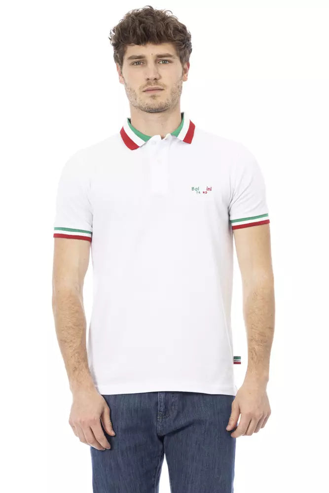 Baldinini Trend Weißes Baumwoll-Poloshirt für Männer
