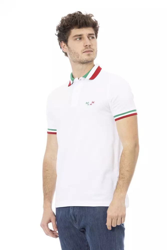 Baldinini Trend Weißes Baumwoll-Poloshirt für Männer