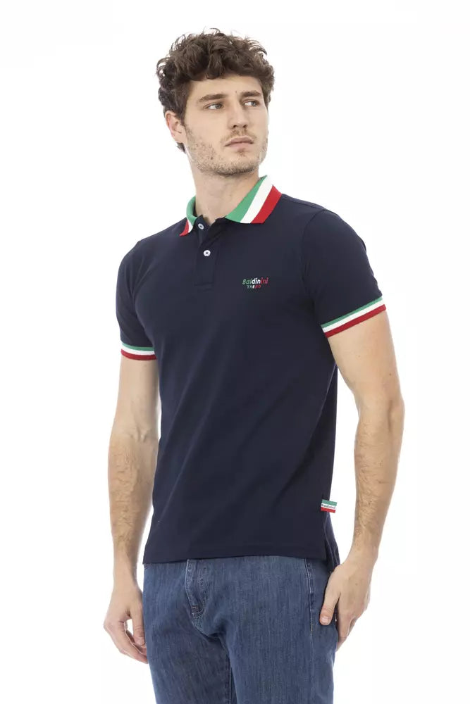 Baldinini Trend Blaues Baumwoll-Poloshirt für Herren