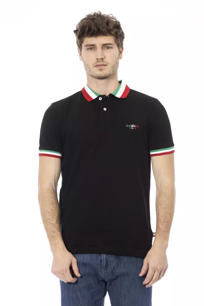 Baldinini Trend Schwarzes Baumwoll-Poloshirt für Männer