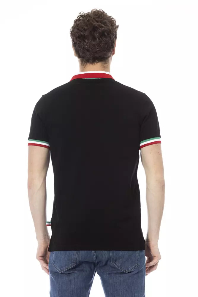 Baldinini Trend Schwarzes Baumwoll-Poloshirt für Männer
