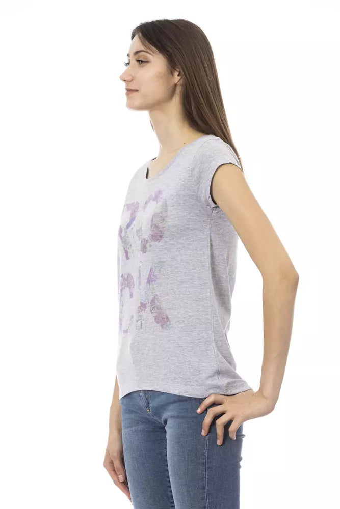 Trussardi Action Graues Baumwoll-T-Shirt für Frauen