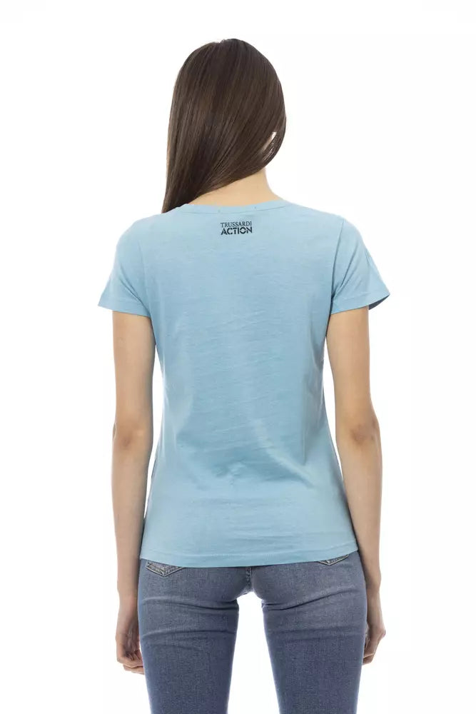 Trussardi Action Hellblaues T-Shirt aus Baumwolle für Frauen