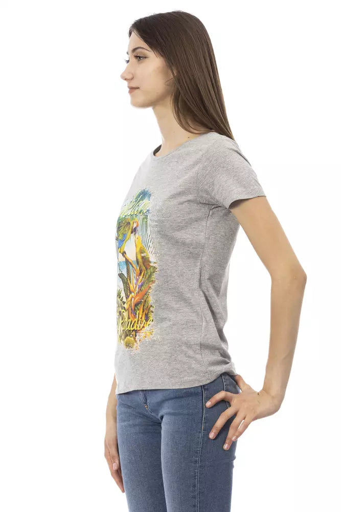 Trussardi Action Graues Baumwoll-T-Shirt für Frauen