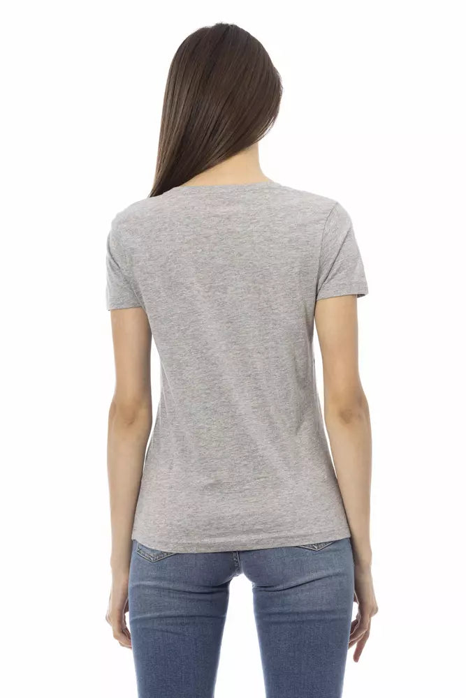 Trussardi Action Graues Baumwoll-T-Shirt für Frauen