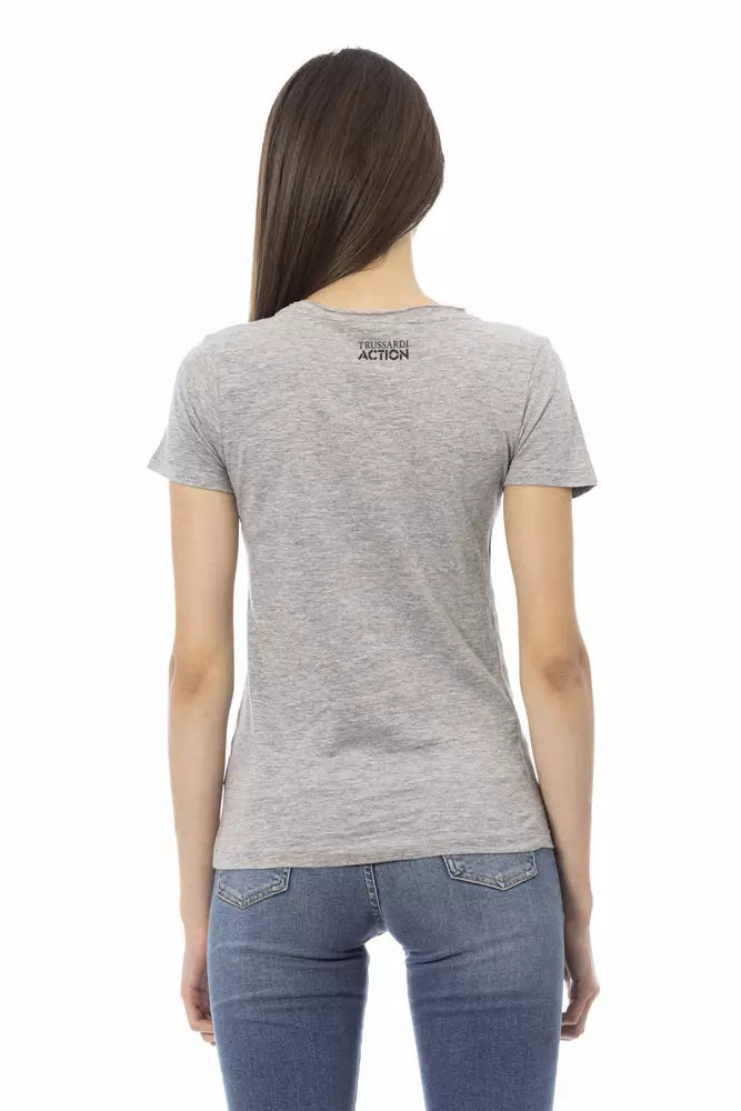 Trussardi Action Graues Baumwoll-T-Shirt für Frauen