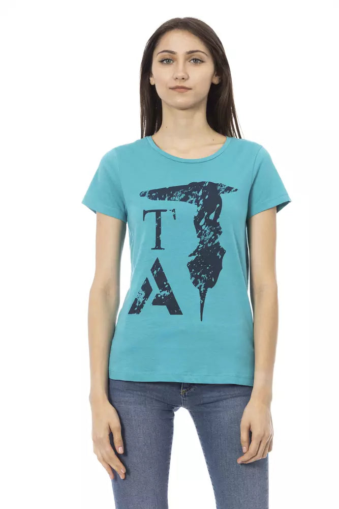 Trussardi Action Hellblaues T-Shirt aus Baumwolle für Frauen