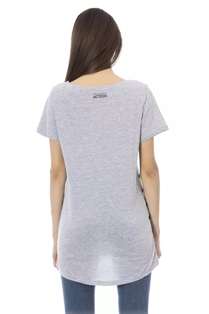 Trussardi Action Graues Baumwoll-T-Shirt für Frauen