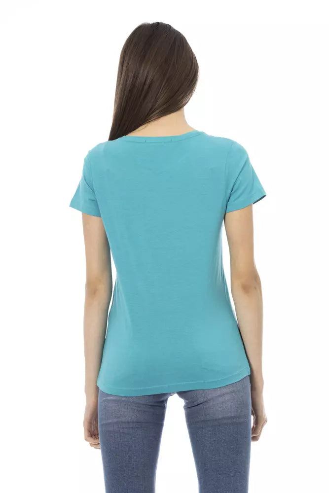 Trussardi Action light blue cotton T-shirt for women
