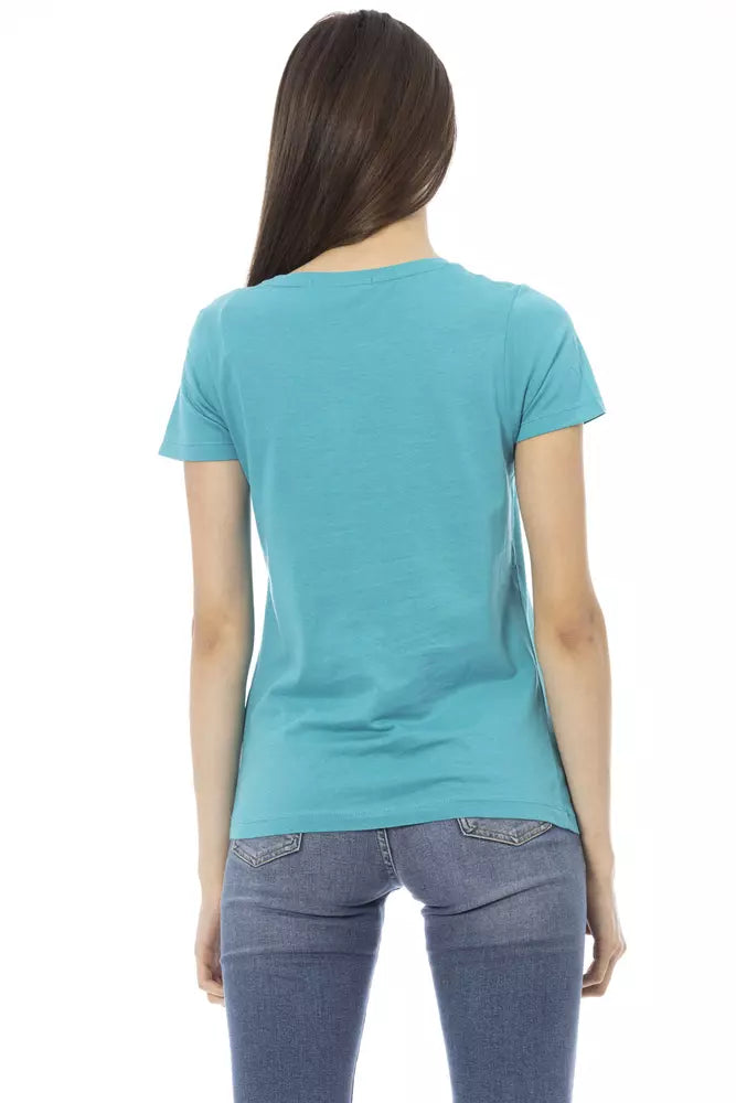 Trussardi Action light blue cotton T-shirt for women