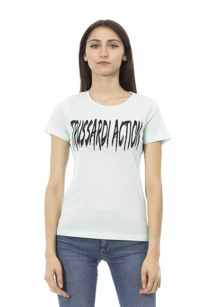 Trussardi Action Hellblaues T-Shirt aus Baumwolle für Frauen