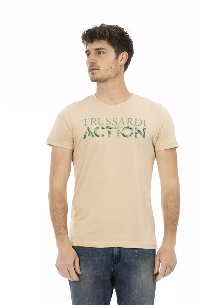 Trussardi Action Beige Cotton T-Shirt for Men