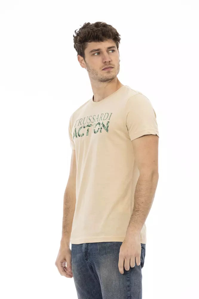 Trussardi Action Beige Cotton T-Shirt for Men