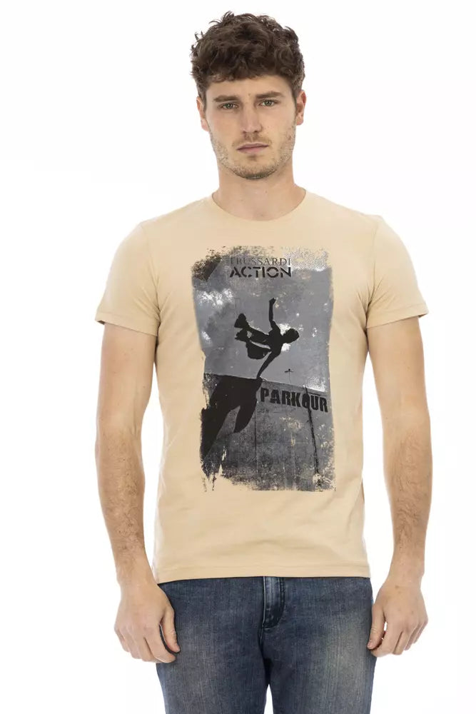 Trussardi Action Beige Cotton T-Shirt for Men