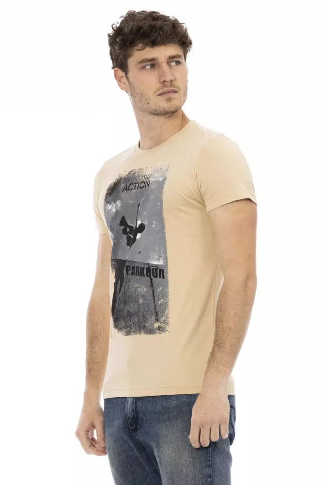Trussardi Action Beige Cotton T-Shirt for Men