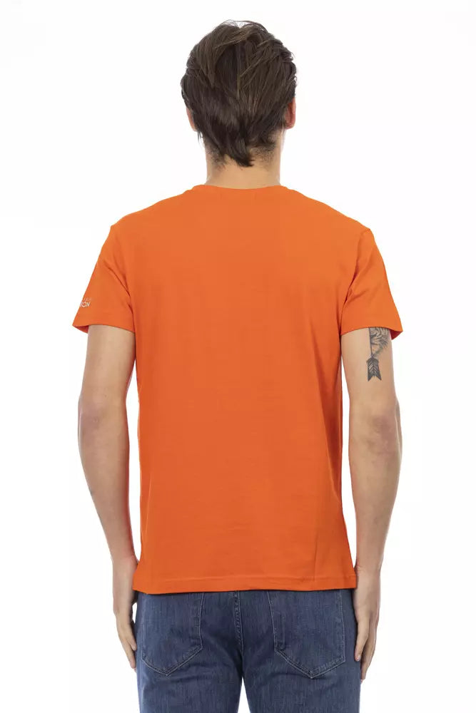 Trussardi Action Orange Cotton V-Neck T-Shirt for Men