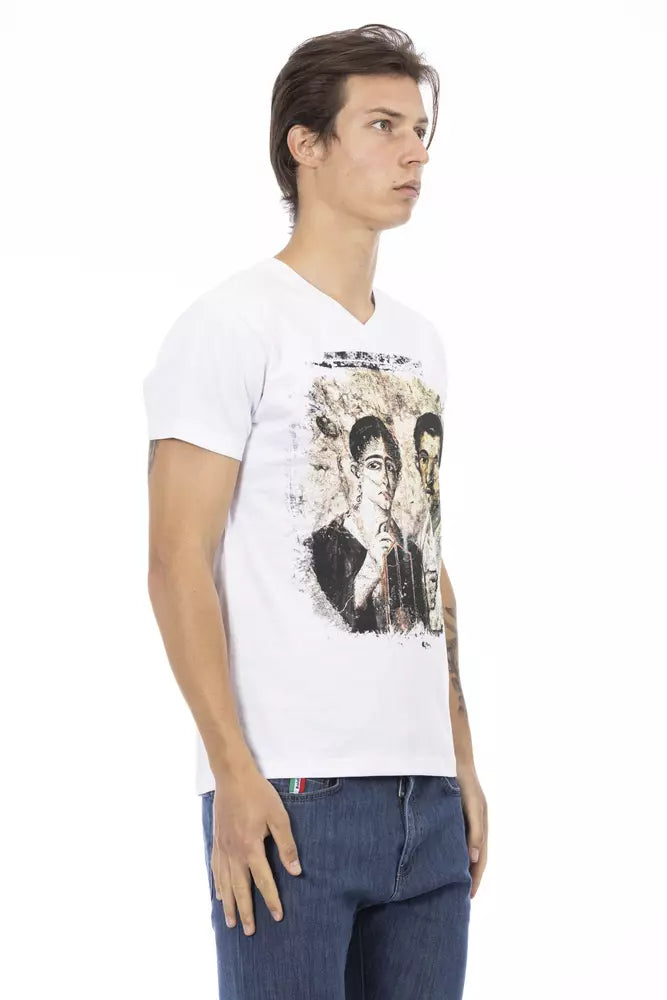Trussardi Action White Men's V-Neck Cotton T-Shirt