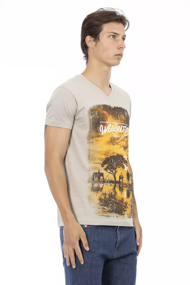 Trussardi Action Beige Cotton T-Shirt for Men