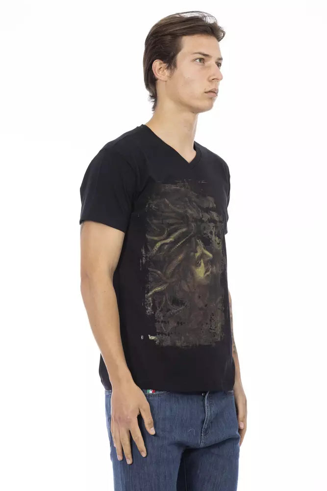Trussardi Action Schwarzes Baumwoll-T-Shirt für Herren