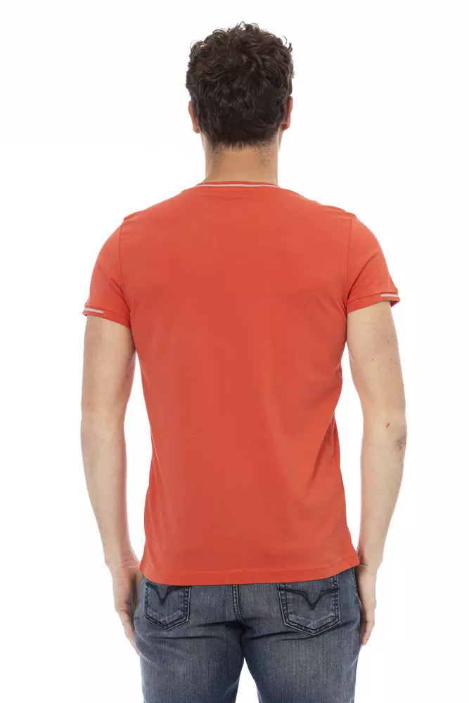 Trussardi Action Orange Cotton V-Neck T-Shirt for Men