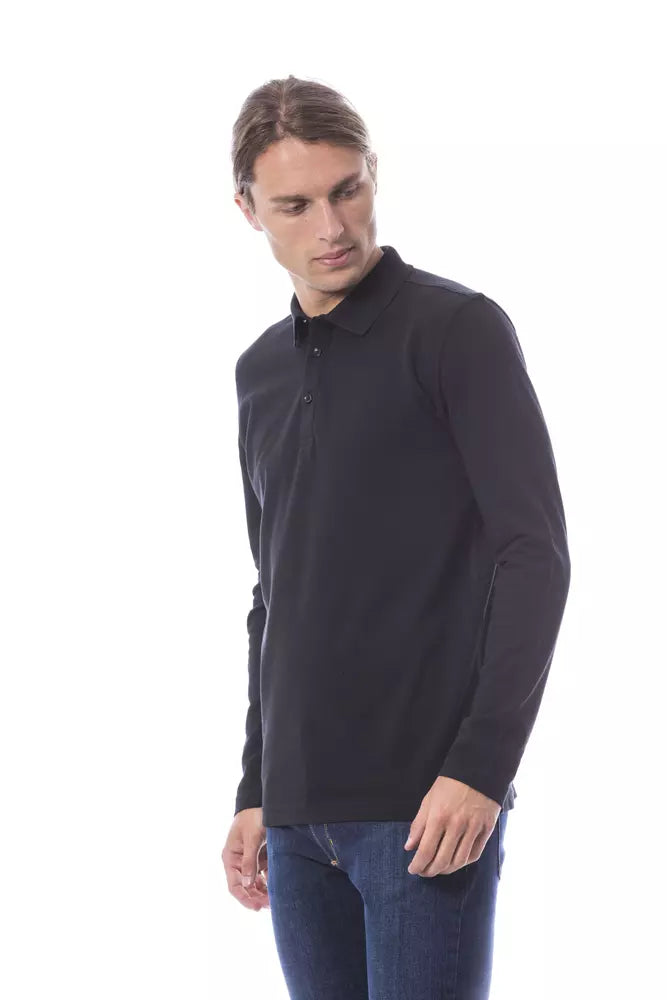 Verri Schwarzes Baumwoll-Poloshirt für Herren mit Langarm