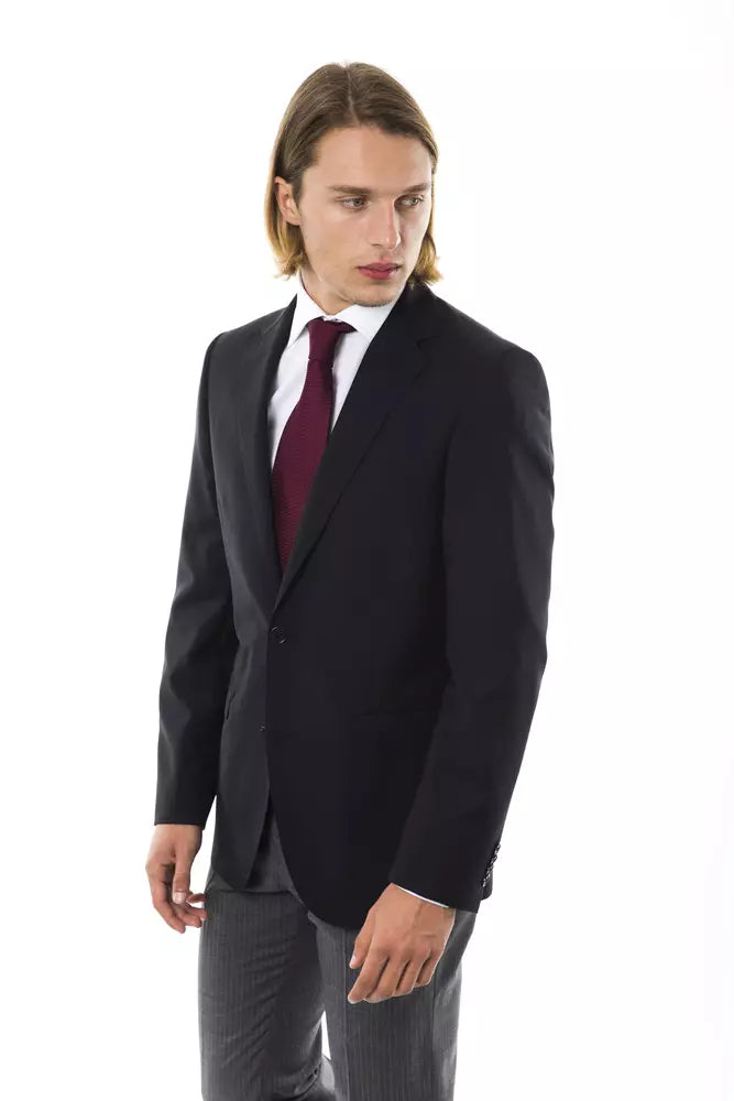 Uominitaliani Black Wool Blazer for Men