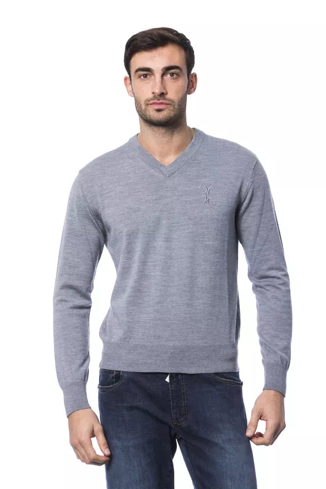 Billionaire Italian Couture Grauer Herren-Pullover aus Merinowolle