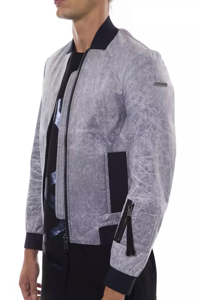 Nicolo Tonetto Grey Polyester Bomber Jacket for Men