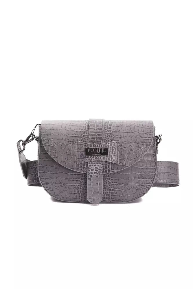 Pompei Donatella Grey Leather Women's Crossbody Bag