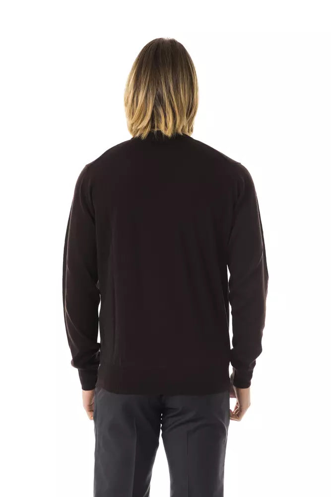Uominitaliani Brown Men's Merino Wool Sweater