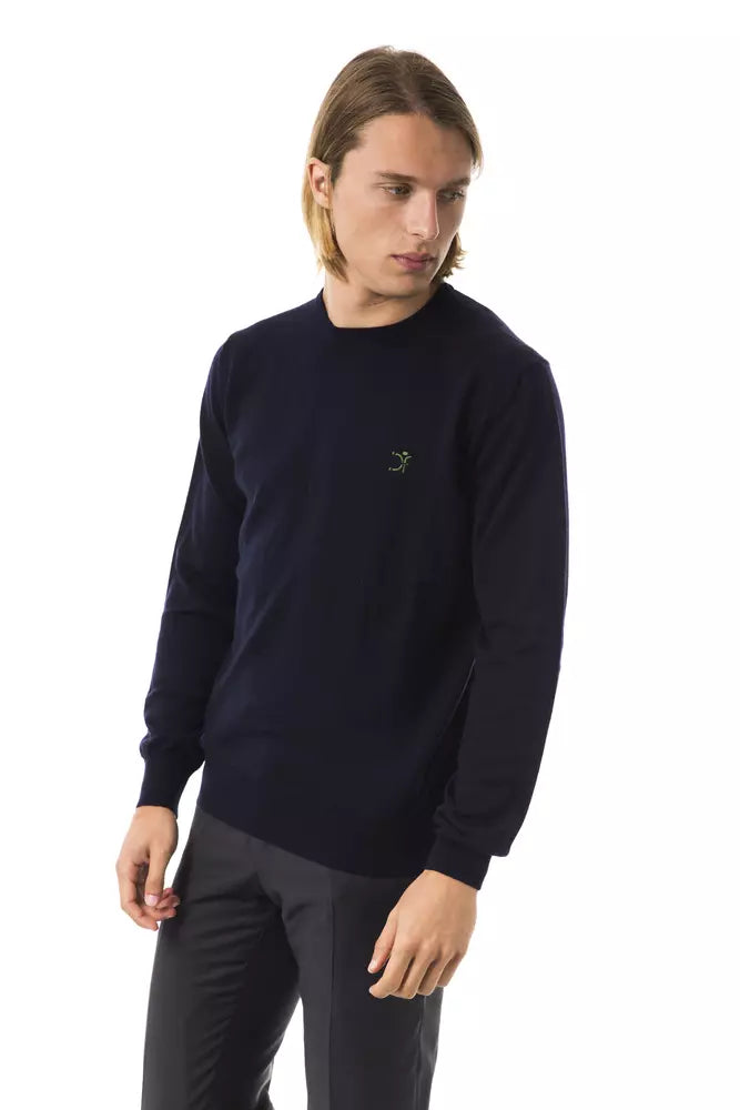 Uominitaliani Blauer Herren-Pullover aus Merinowolle